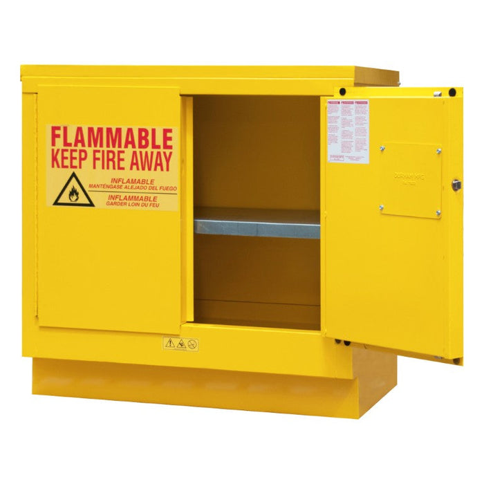 1022UCM-50 FM Approved, Under Counter, Flammable Storage Cabinet, 22 Gallon, 2 Doors, Manual Close, 1 Shelf, Safety Yellow