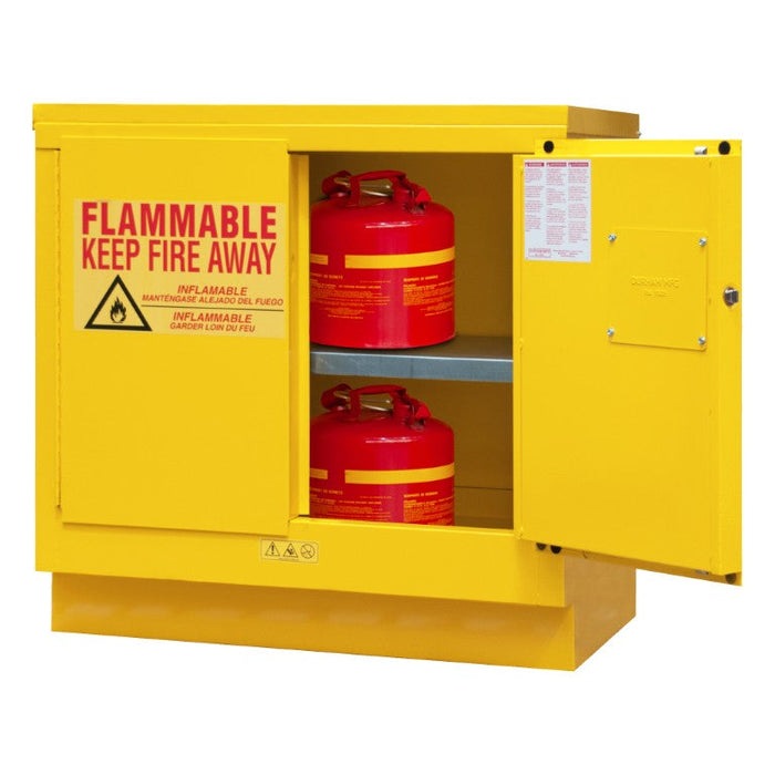 1022UCM-50 FM Approved, Under Counter, Flammable Storage Cabinet, 22 Gallon, 2 Doors, Manual Close, 1 Shelf, Safety Yellow