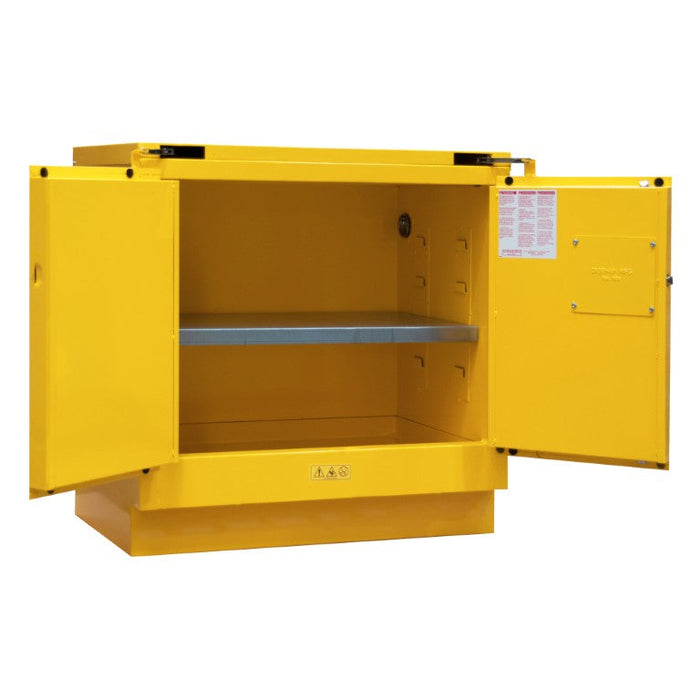 1022UCS-50 FM Approved, Under Counter, Flammable Storage Cabinet, 22 Gallon, 2 Doors, Self Close, 1 Shelf, Safety Yellow