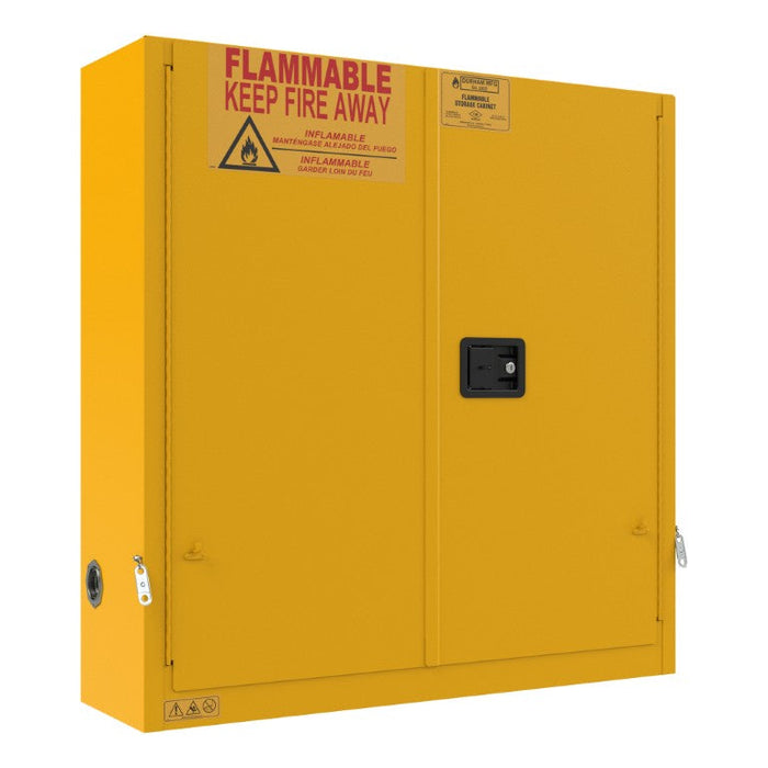 1024SAWM-50 FM Approved, Flammable Storage Cabinet, 24 Gallon, 2 Doors, Self Close, 3 Shelf, Safety Yellow