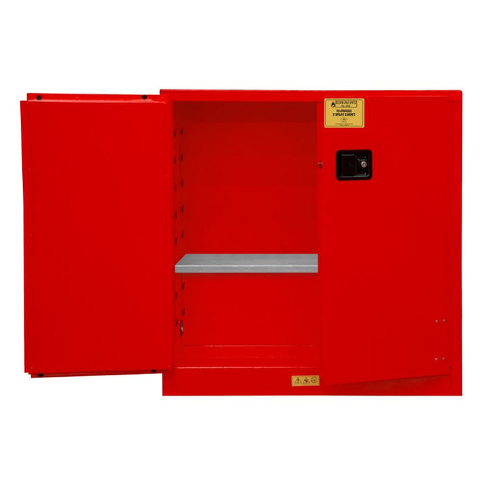 1030M-17 FM Approved, Flammable Storage Cabinet, 30 Gallon, 2 Doors, Manual Close, 1 Shelf, Red