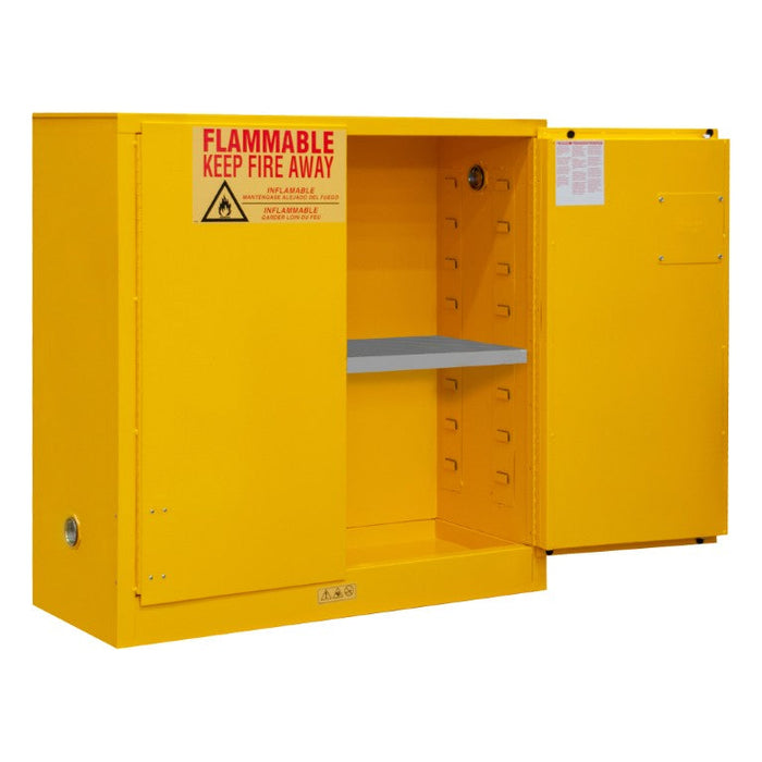 1030M-50 FM Approved, Flammable Storage Cabinet, 30 Gallon, 2 Doors, Manual Close, 1 Shelf, Safety Yellow