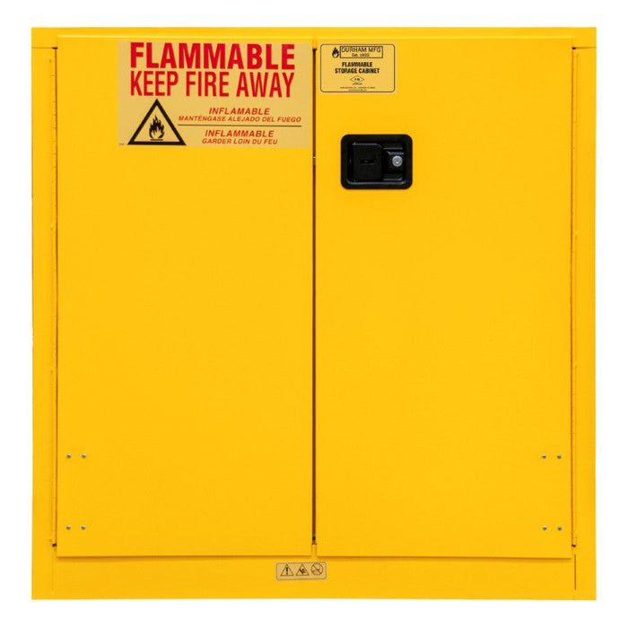 1030M-50 FM Approved, Flammable Storage Cabinet, 30 Gallon, 2 Doors, Manual Close, 1 Shelf, Safety Yellow