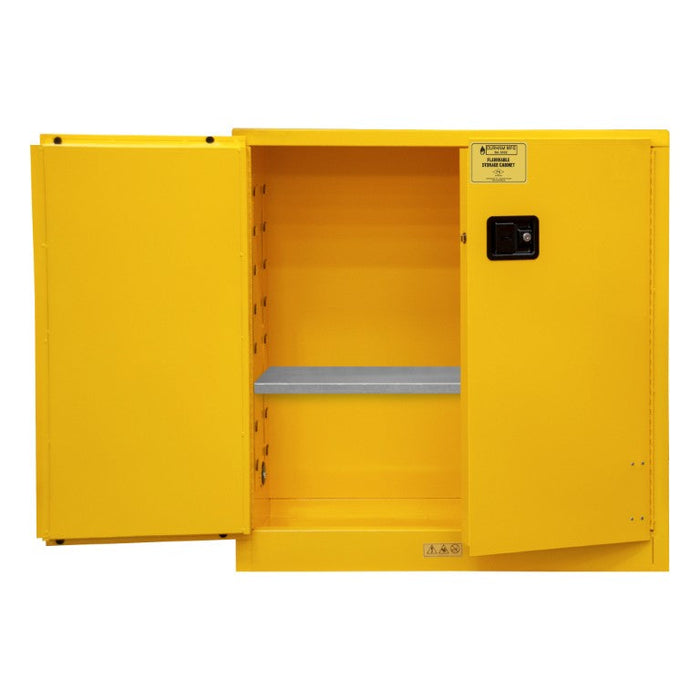 1030M-50 FM Approved, Flammable Storage Cabinet, 30 Gallon, 2 Doors, Manual Close, 1 Shelf, Safety Yellow