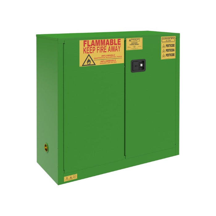 1030M-83T FM Approved, Pesticide Storage Cabinet, 30 Gallon, 2 Door, Manual Close, 1 Shelves, 2 Plastic Trays, Green