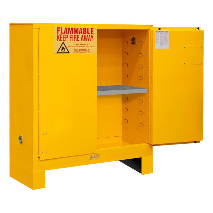 1030ML-50 FM Approved, Flammable Storage Cabinet with Legs, 30 Gallon, 2 Doors, Manual Close, 1 Shelf, Safety Yellow