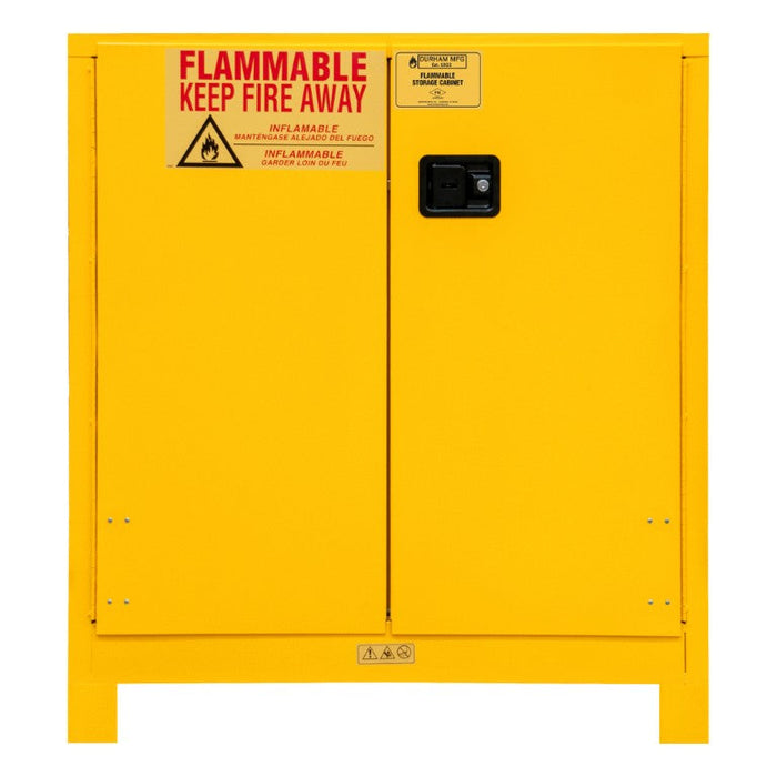 1030ML-50 FM Approved, Flammable Storage Cabinet with Legs, 30 Gallon, 2 Doors, Manual Close, 1 Shelf, Safety Yellow