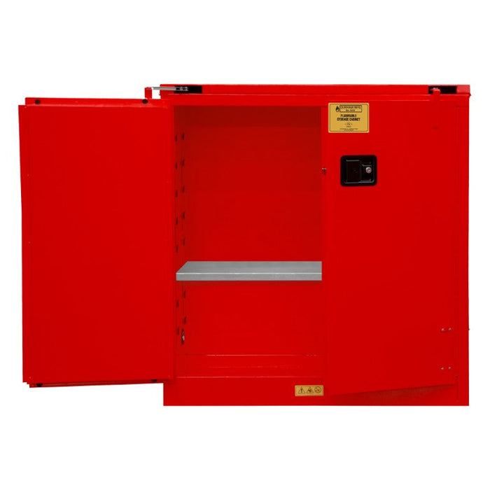 1030S-17 FM Approved, Flammable Storage Cabinet, 30 Gallon, 2 Doors, Self Close, 1 Shelf, Red