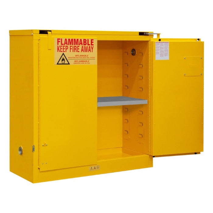 1030S-50 FM Approved, Flammable Storage Cabinet, 30 Gallon, 2 Doors, Self Close, 1 Shelf, Safety Yellow