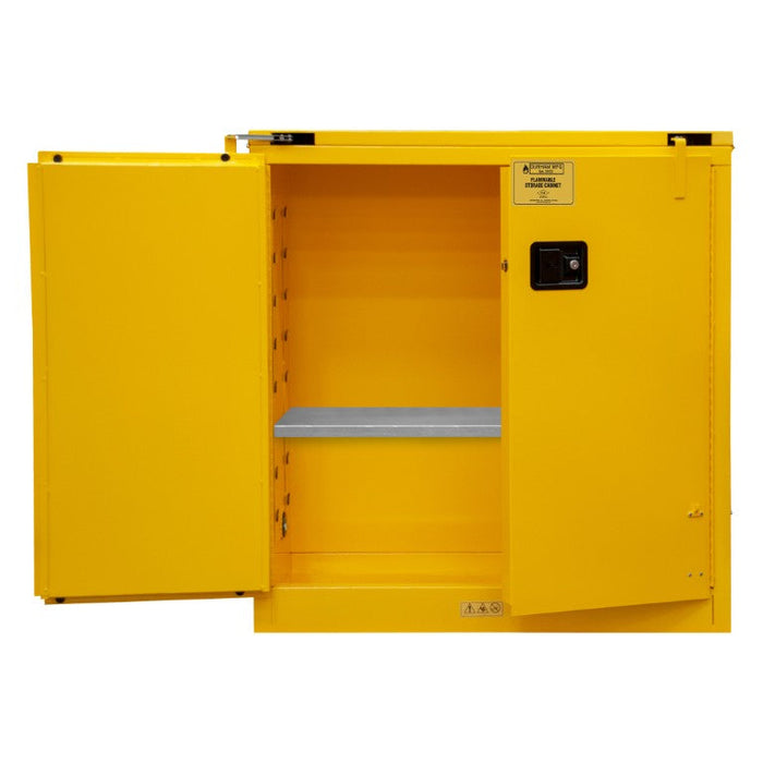 1030S-50 FM Approved, Flammable Storage Cabinet, 30 Gallon, 2 Doors, Self Close, 1 Shelf, Safety Yellow
