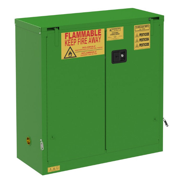 1030S-83T FM Approved, Pesticide Storage Cabinet, 30 Gallon, 2 Door, Self Close, 1 Shelves, 2 Plastic Trays, Green
