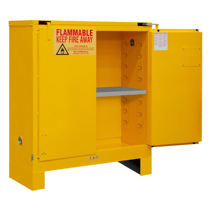 1030SL-50 FM Approved, Flammable Storage Cabinet with Legs, 30 Gallon, 2 Doors, Self Close, 1 Shelf, Safety Yellow