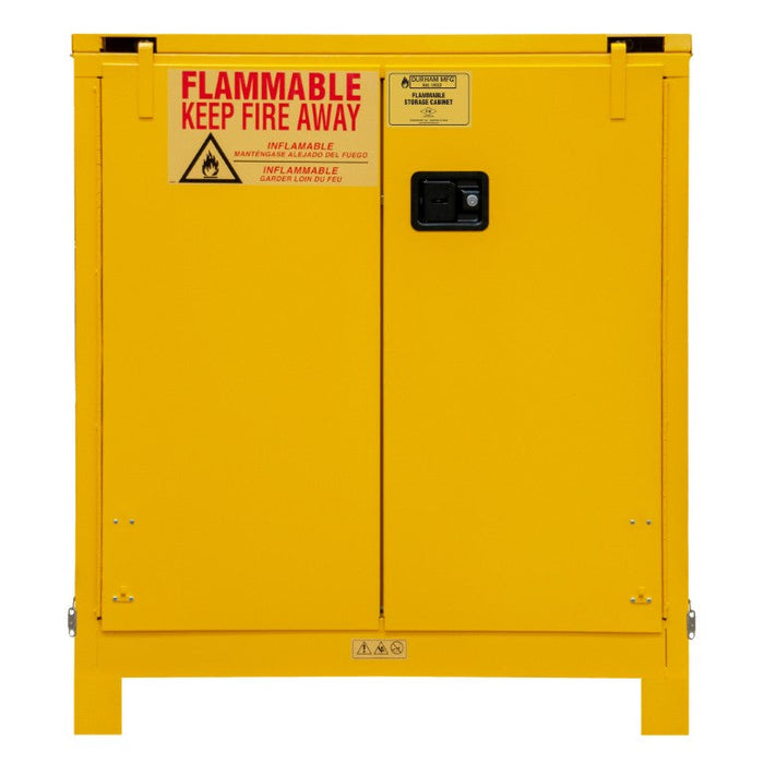 1030SL-50 FM Approved, Flammable Storage Cabinet with Legs, 30 Gallon, 2 Doors, Self Close, 1 Shelf, Safety Yellow