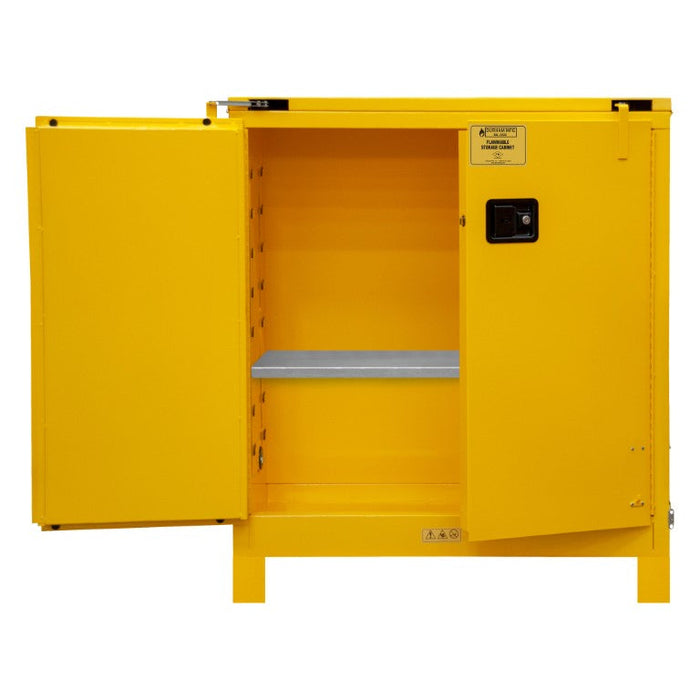 1030SL-50 FM Approved, Flammable Storage Cabinet with Legs, 30 Gallon, 2 Doors, Self Close, 1 Shelf, Safety Yellow