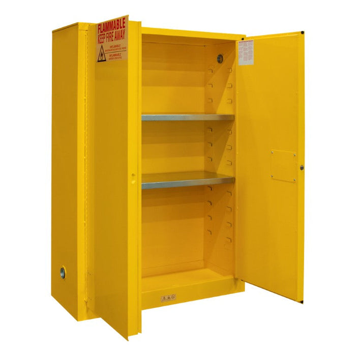 1045M-50 FM Approved, Flammable Storage Cabinet, 45 Gallon, 2 Doors, Manual Close, 2 Shelves, Safety Yellow