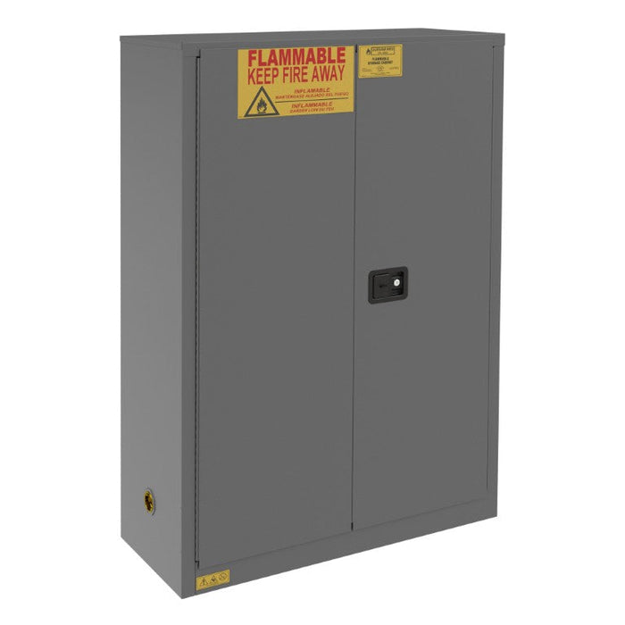 1045M-94T FM Approved, Flammable Storage Cabinet, 45 Gallon, 2 Doors, Manual Close, 2 Shelves, Gray