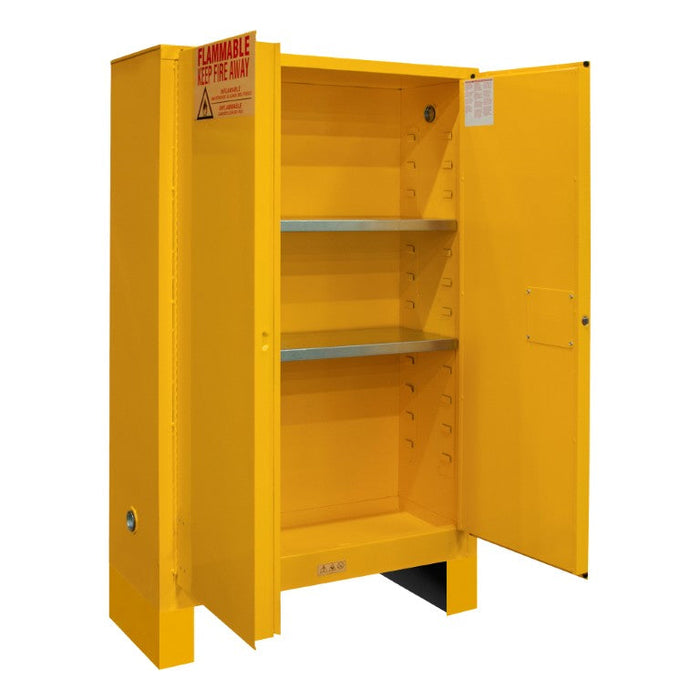 1045ML-50 FM Approved, Flammable Storage Cabinet with Legs, 45 Gallon, 2 Doors, Manual Close, 2 Shelves, Safety Yellow