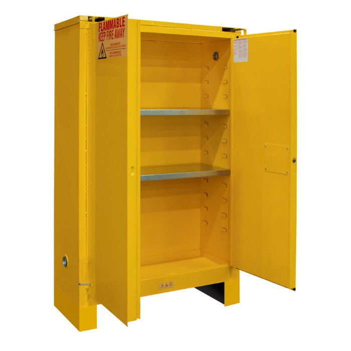 1045SL-50 FM Approved, Flammable Storage Cabinet with Legs, 45 Gallon, 2 Doors, Self Close, 2 Shelves, Safety Yellow
