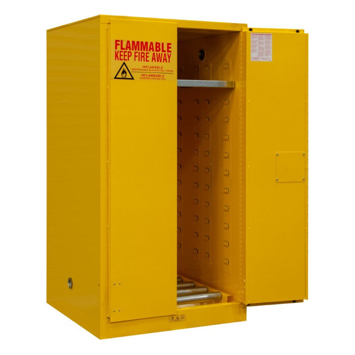 1055MDSR-50 FM Approved, Flammable Storage Cabinet, 55 Gallon, 2 Doors, Manual Close, 1 Shelf, Safety Yellow