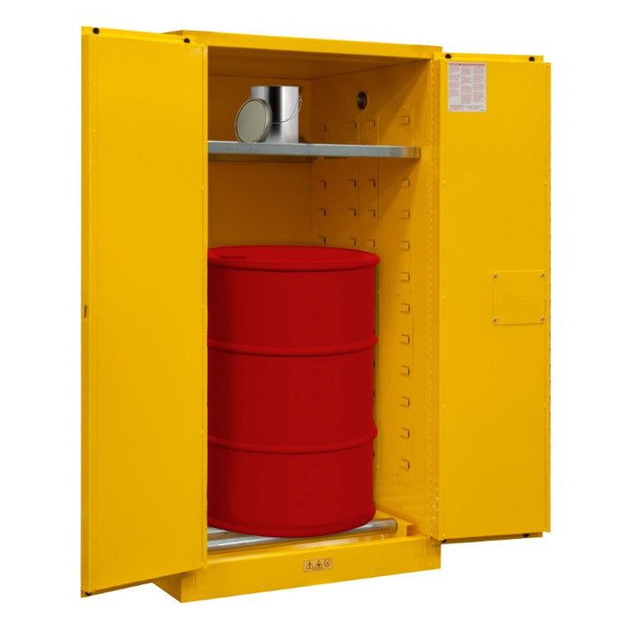 1055MDSR-50 FM Approved, Flammable Storage Cabinet, 55 Gallon, 2 Doors, Manual Close, 1 Shelf, Safety Yellow