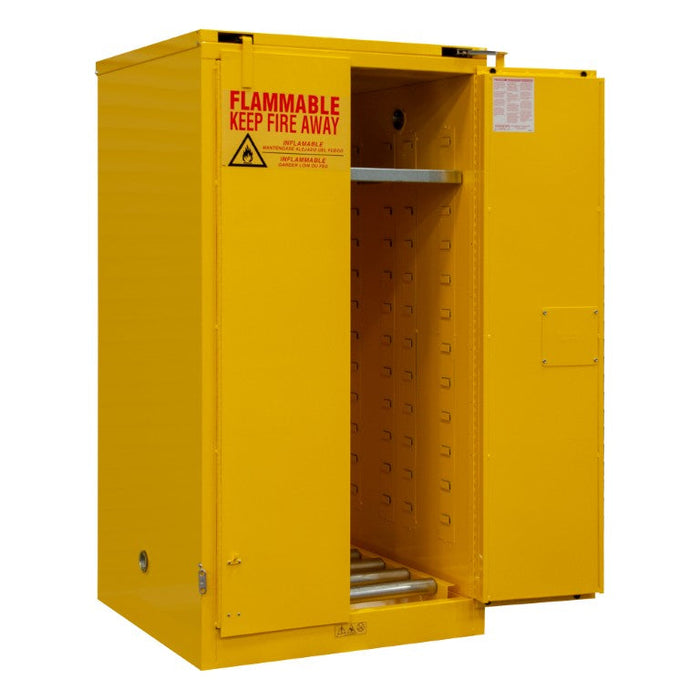 1055SDSR-50 FM Approved, Flammable Storage Cabinet, 55 Drum Gallon Storage, 2 Doors, Self Close, 1 Shelf, Safety Yellow