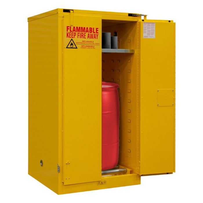 1055SDSR-50 FM Approved, Flammable Storage Cabinet, 55 Drum Gallon Storage, 2 Doors, Self Close, 1 Shelf, Safety Yellow
