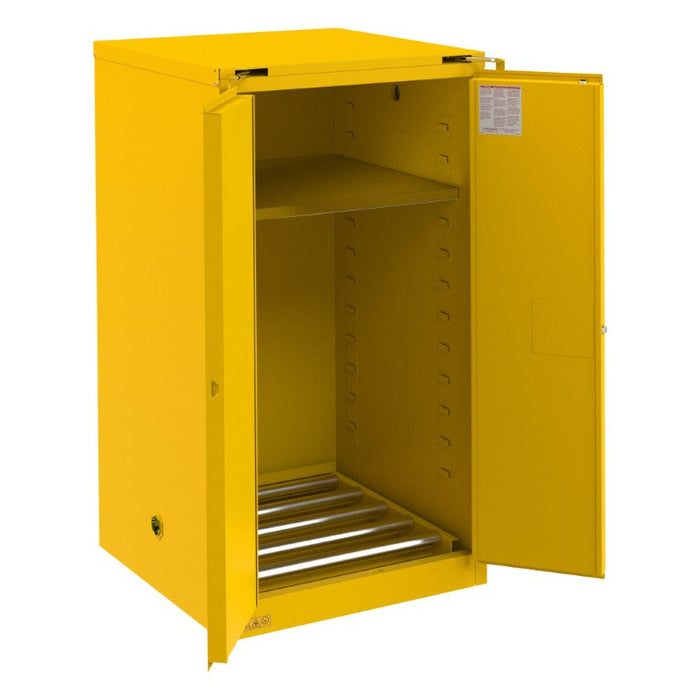 1055SDSR-HAZ-50 FM Approved, Hazardous Flammable Storage Cabinet, 55 Gallon Drum, 2 Doors, Self Close, 1 Shelf, Safety Yellow