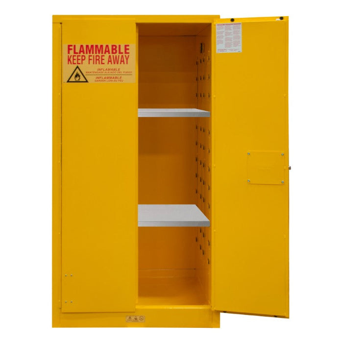 1060M-50 FM Approved, Flammable Storage Cabinet, 60 Gallon, 2 Doors, Manual Close, 2 Shelves, Safety Yellow