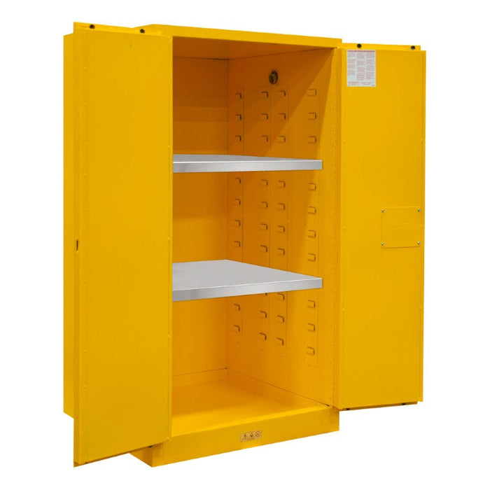 1060M-50 FM Approved, Flammable Storage Cabinet, 60 Gallon, 2 Doors, Manual Close, 2 Shelves, Safety Yellow