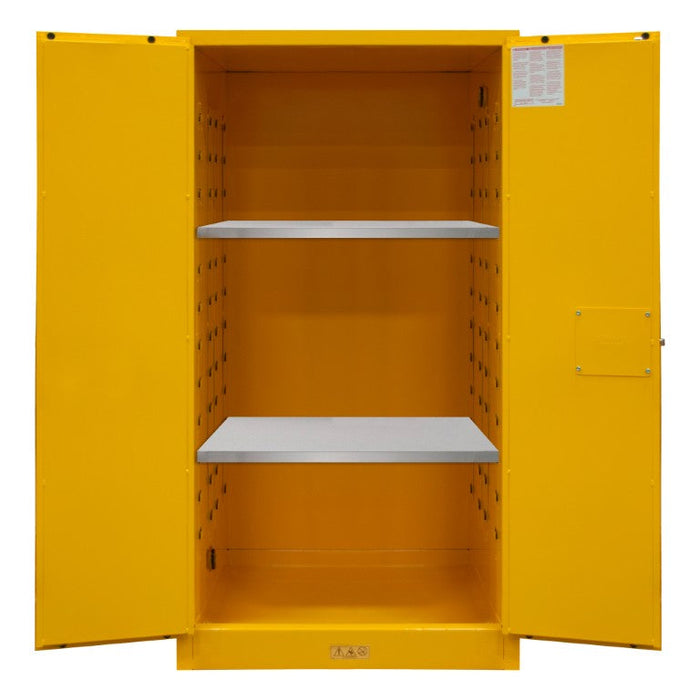 1060M-50 FM Approved, Flammable Storage Cabinet, 60 Gallon, 2 Doors, Manual Close, 2 Shelves, Safety Yellow