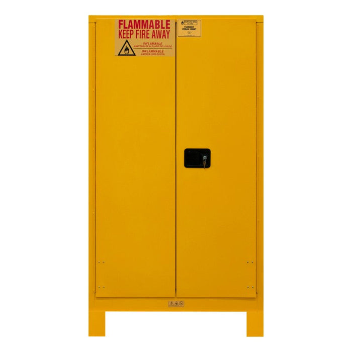 1060ML-50 FM Approved, Flammable Storage Cabinet with Legs, 60 Gallon, 2 Doors, Manual Close, 2 Shelves, Safety Yellow
