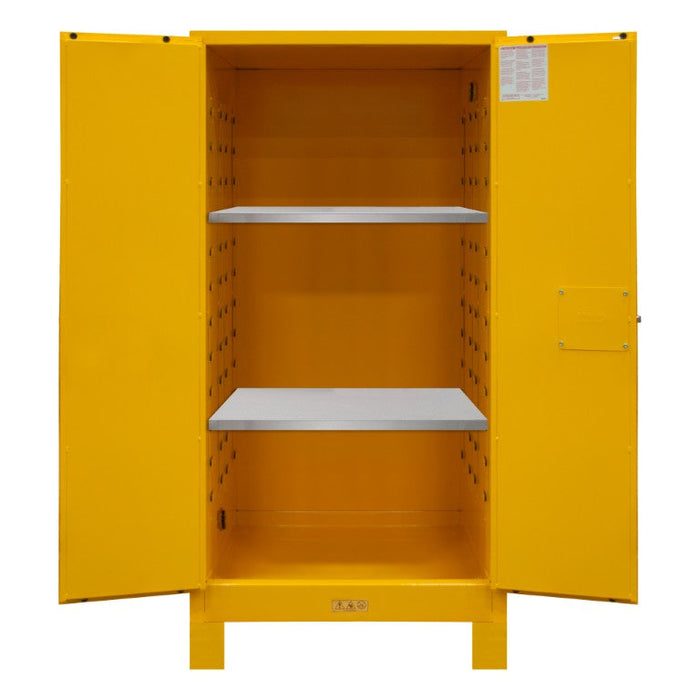 1060ML-50 FM Approved, Flammable Storage Cabinet with Legs, 60 Gallon, 2 Doors, Manual Close, 2 Shelves, Safety Yellow