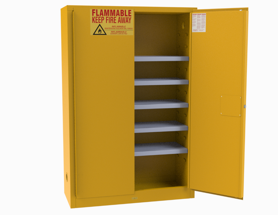 1060MPI-50 FM Approved, Flammable Storage Cabinet, 60 Gallon Paint and Ink Storage, 2 Doors, Manual Close, 5 Shelves, Safety Yellow