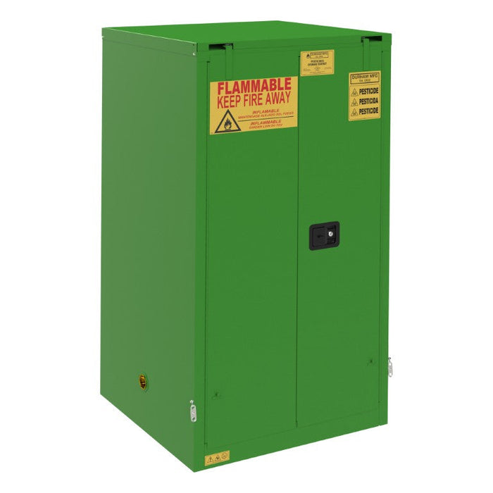1060S-83T FM Approved, Pesticide Storage Cabinet, 60 Gallon, 2 Door, Self Close, 2 Shelves, 3 Plastic Trays, Green