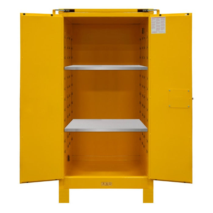 1060SL-50 FM Approved, Flammable Storage Cabinet with Legs, 60 Gallon, 2 Doors, Self Close, 2 Shelves, Safety Yellow