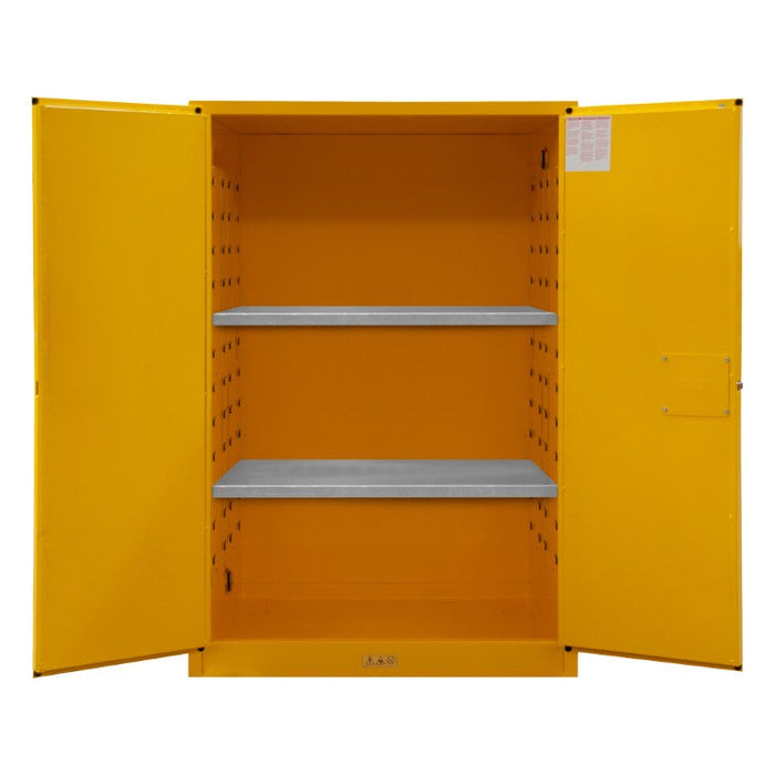 1090M-50 FM Approved, Flammable Storage Cabinet, 90 Gallon, 2 Doors, Manual Close, 2 Shelves, Safety Yellow