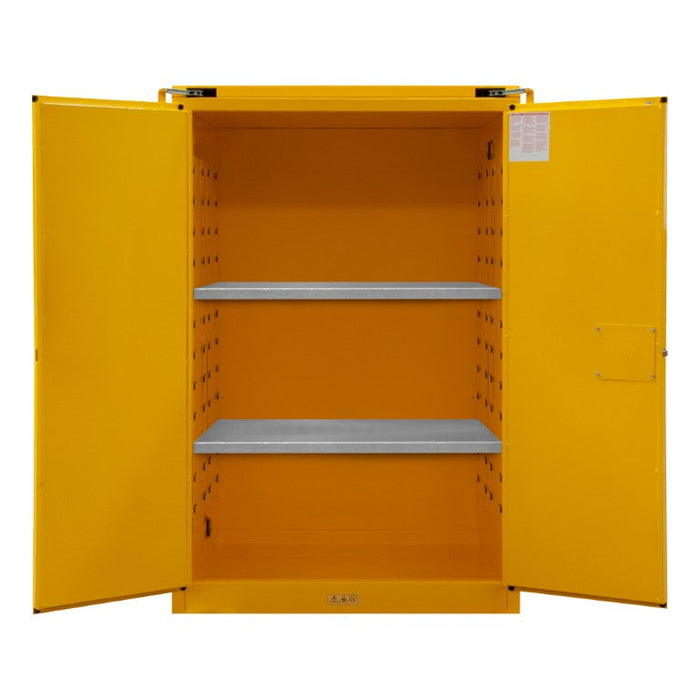 1090S-50 FM Approved, Flammable Storage Cabinet, 90 Gallon, 2 Doors, Self Close, 2 Shelves, Safety Yellow