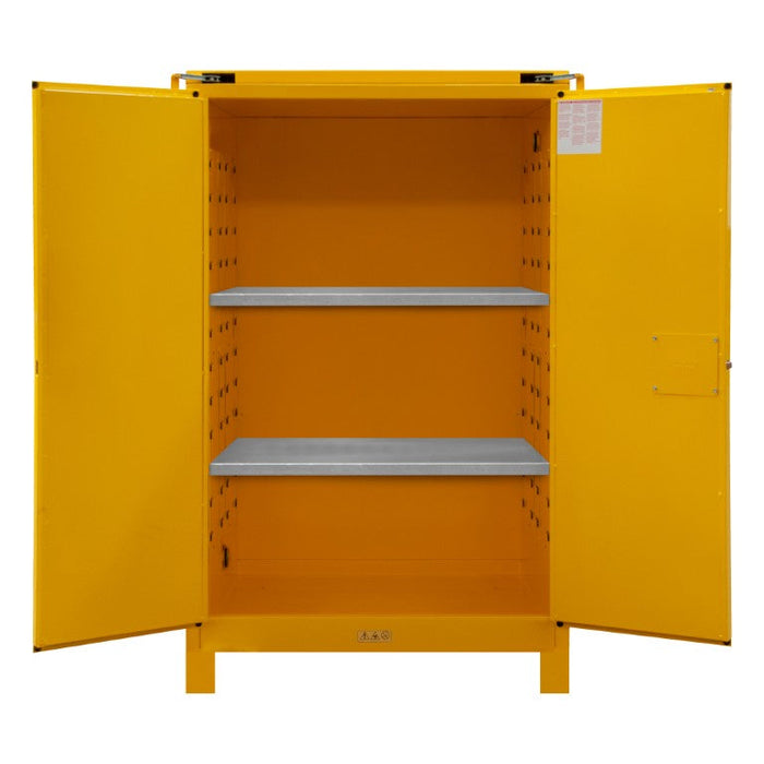 1090SL-50 FM Approved, Flammable Storage Cabinet with Legs, 90 Gallon, 2 Doors, Self Close, 2 Shelves, Legs, Safety Yellow