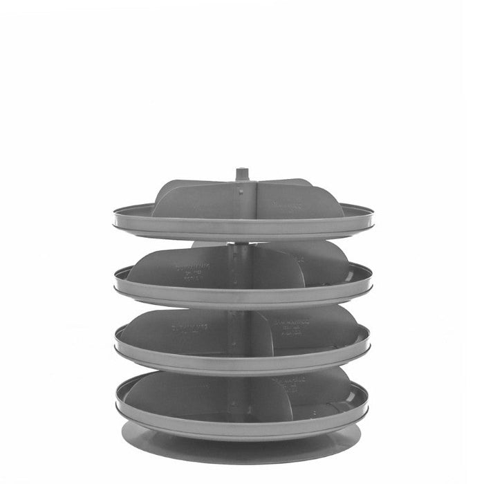 1104-95 17" Revolving Rotabin, 4 Shelves, 4 Fixed Dividers per Shelf, Up to 16 Compartments per Shelf, Gray