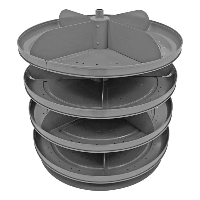 1104-95 17" Revolving Rotabin, 4 Shelves, 4 Fixed Dividers per Shelf, Up to 16 Compartments per Shelf, Gray