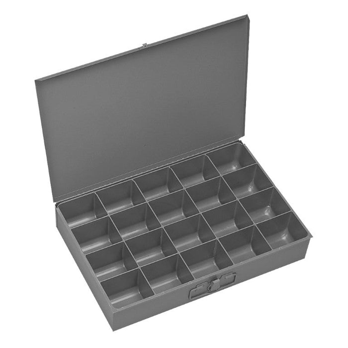 111-95 Large, Steel, Compartment Box, 20 Compartments, Gray