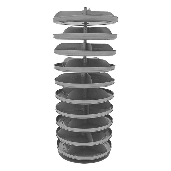 1110-95 17" Revolving Rotabin, 10 Shelves, 4 Fixed Dividers per Shelf, Up to 16 Compartments per Shelf, Gray