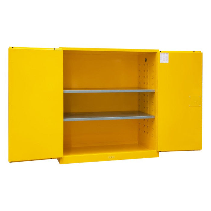 1120M-50 FM Approved, Flammable Storage Cabinet, 120 Gallon, 2 Doors, Manual Close, 2 Shelves, Safety Yellow