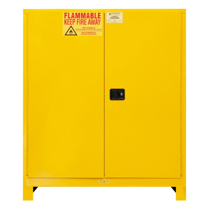 1120ML-50 FM Approved, Flammable Storage Cabinet with Legs, 120 Gallon, 2 Doors, Manual Close, 2 Shelves, Legs, Safety Yellow