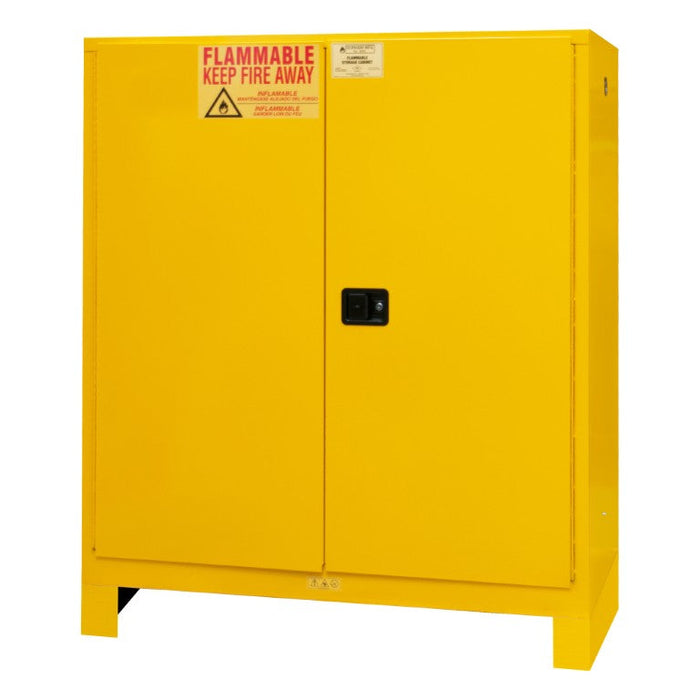 1120ML-50 FM Approved, Flammable Storage Cabinet with Legs, 120 Gallon, 2 Doors, Manual Close, 2 Shelves, Legs, Safety Yellow