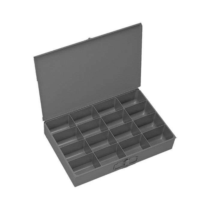 113-95 Large, Steel, Compartment Box, 16 Compartments, Gray