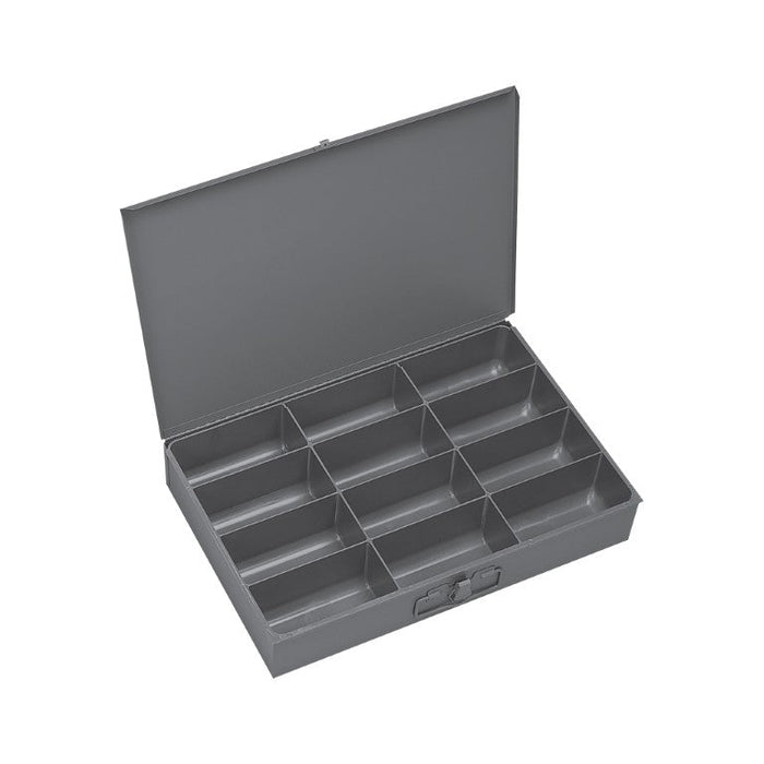 115-95 Large, Steel Compartment Box, 12 Compartments, Gray