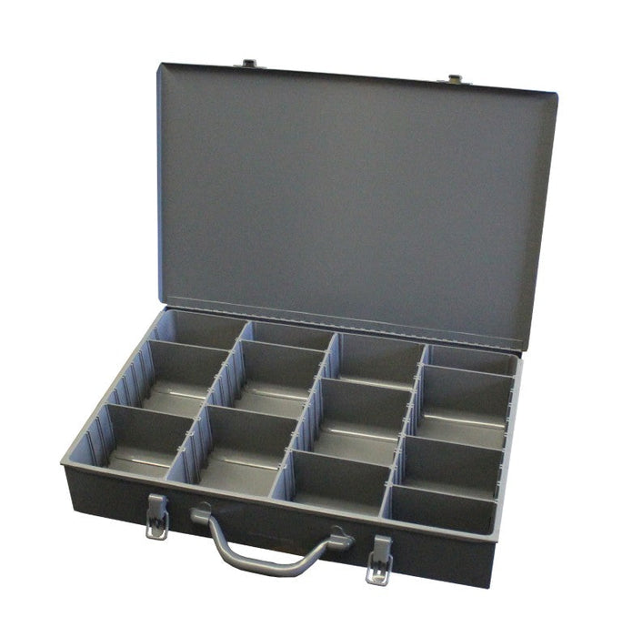 119PC227-95 Large, Steel, Compartment Box, Comfort Grip Handle, Adjustable Opening, Vertical, Gray