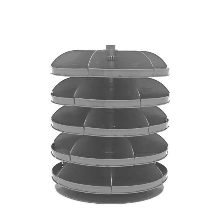 1205-95 28" Revolving Rotabin, 5 Shelves, 6 Fixed Dividers per Shelf, Up to 24 Compartments per Shelf, Gray