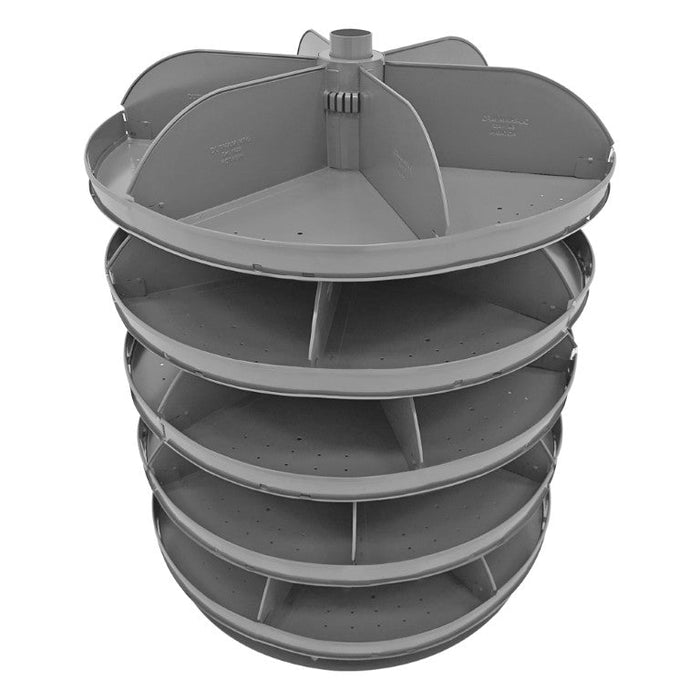 1205-95 28" Revolving Rotabin, 5 Shelves, 6 Fixed Dividers per Shelf, Up to 24 Compartments per Shelf, Gray